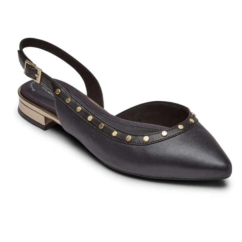 Rockport Slingback Dam Svarta - Total Motion Zuly Studded - YATVB9164